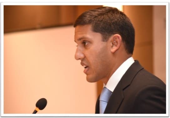 Dr. Rajiv Shah giving a speech.