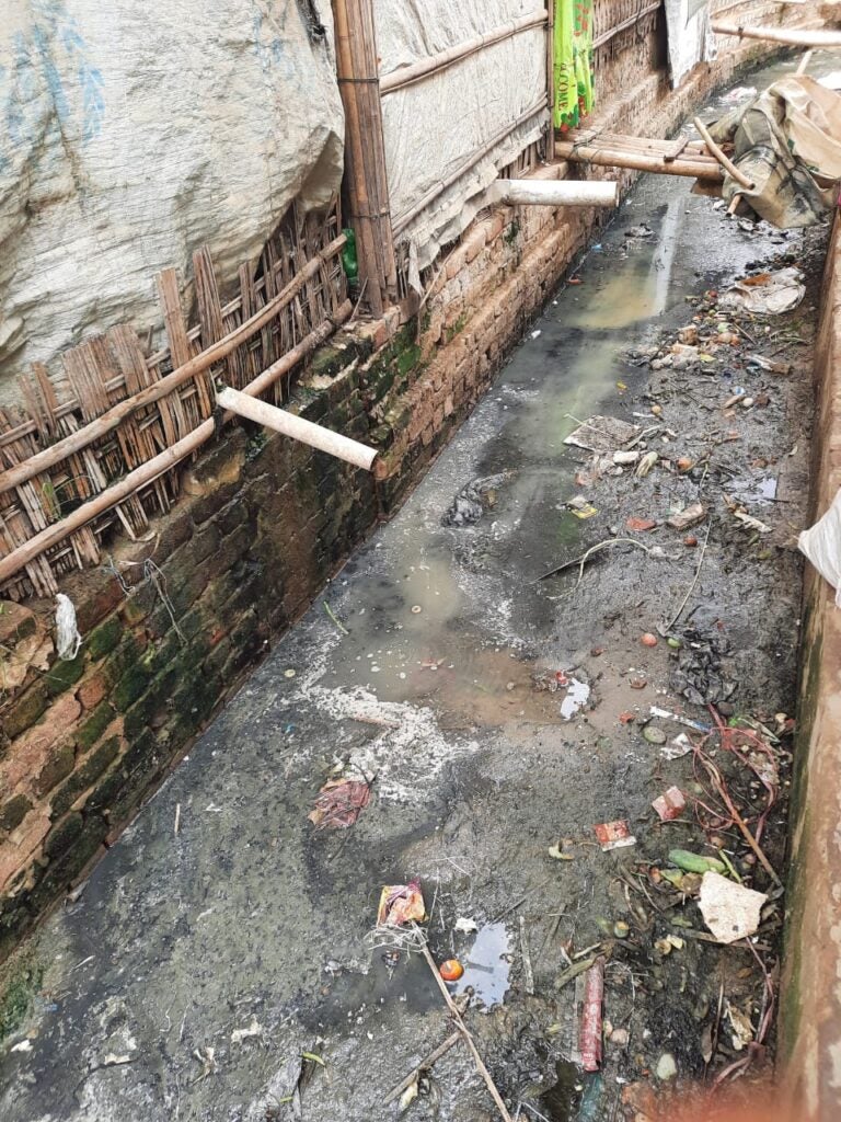 pipes from Rohingya homes dump wastewater into open drains