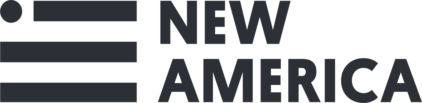 black and white logo that reads "New America"