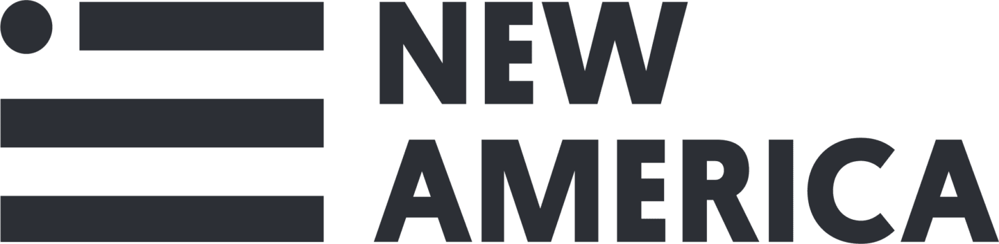 black and white logo that reads "New America"
