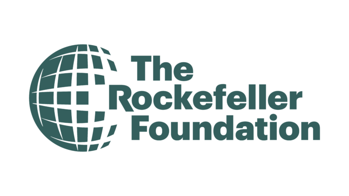 The Rockefeller Foundation logo in RF green against a transparent background.