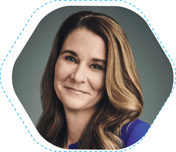 Image is a headshot of Melinda Gates.