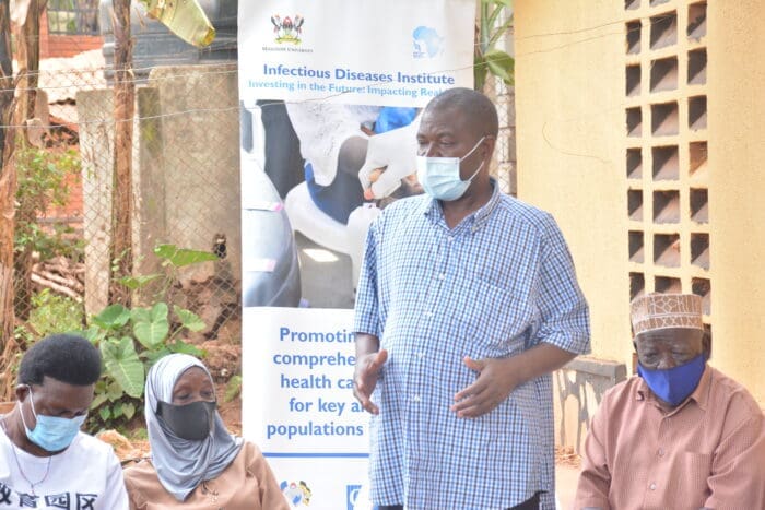 Image is of Sgt. Kabatiisa speaking to a group of people.