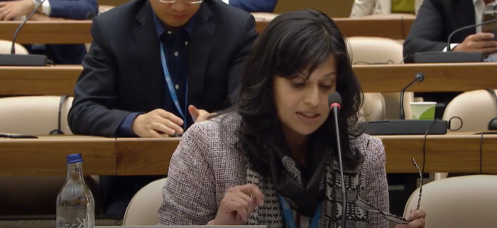 Manisha Bhinge speaks about climate change and health during the 76th World Health Assembly.