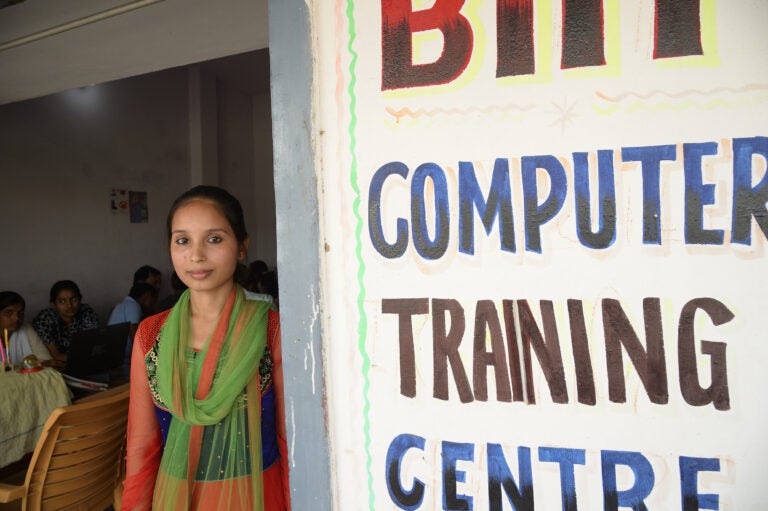 Computer Center newly powered by solar mini-grids in Nabiganj, Bihar, in 2015 (Photo Courtesy of SPI)