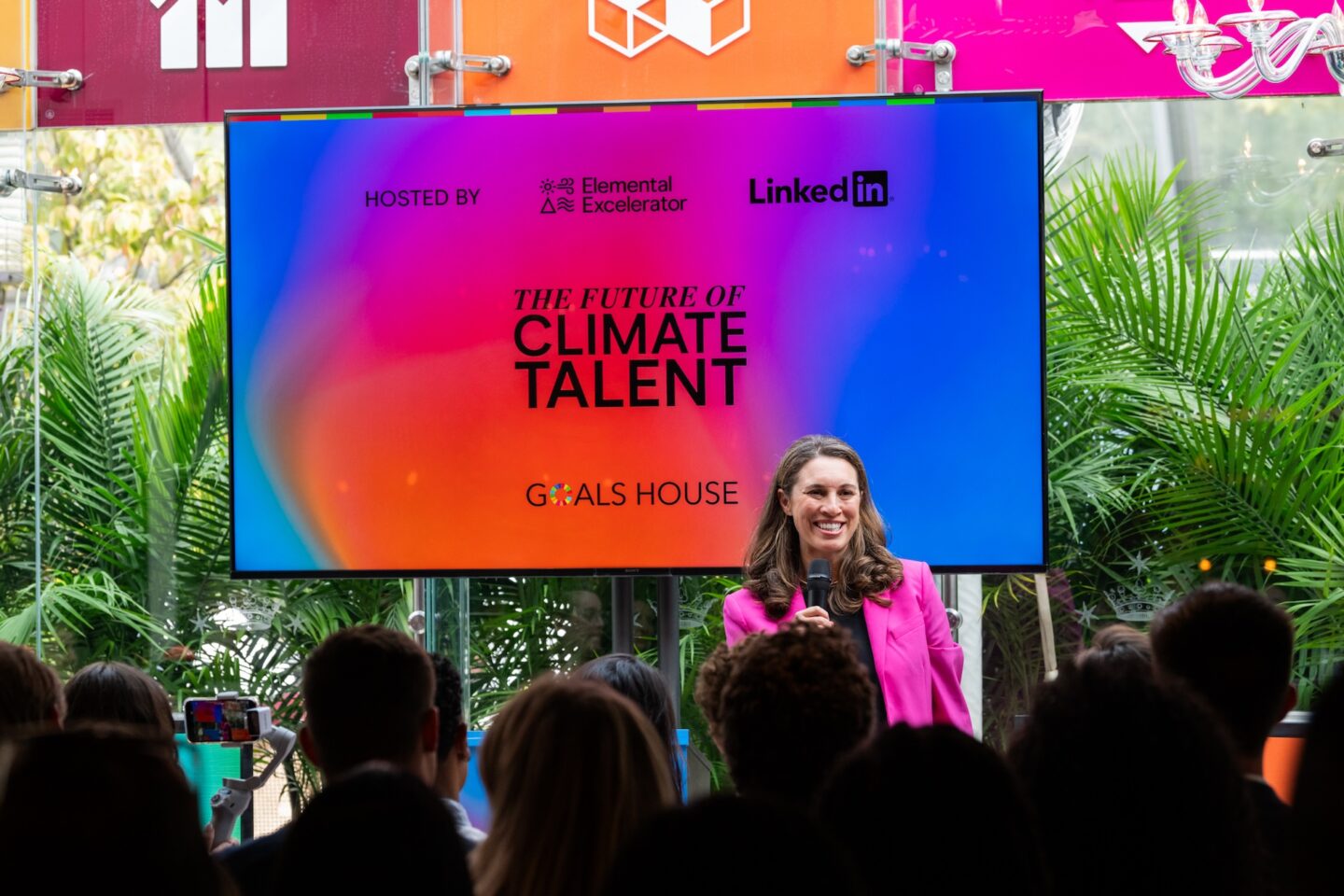 During Climate Week 2023, Dawn Lippert took the stage to share more about Elemental’s work growing and diversifying the climate workforce.(Photo Courtesy of Elemental Excelerator)