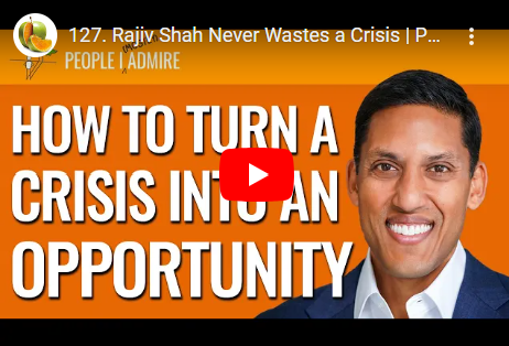 info graphic that reads "How to turn a crisis into an opportunity" with a headshot of a man smiling on the right