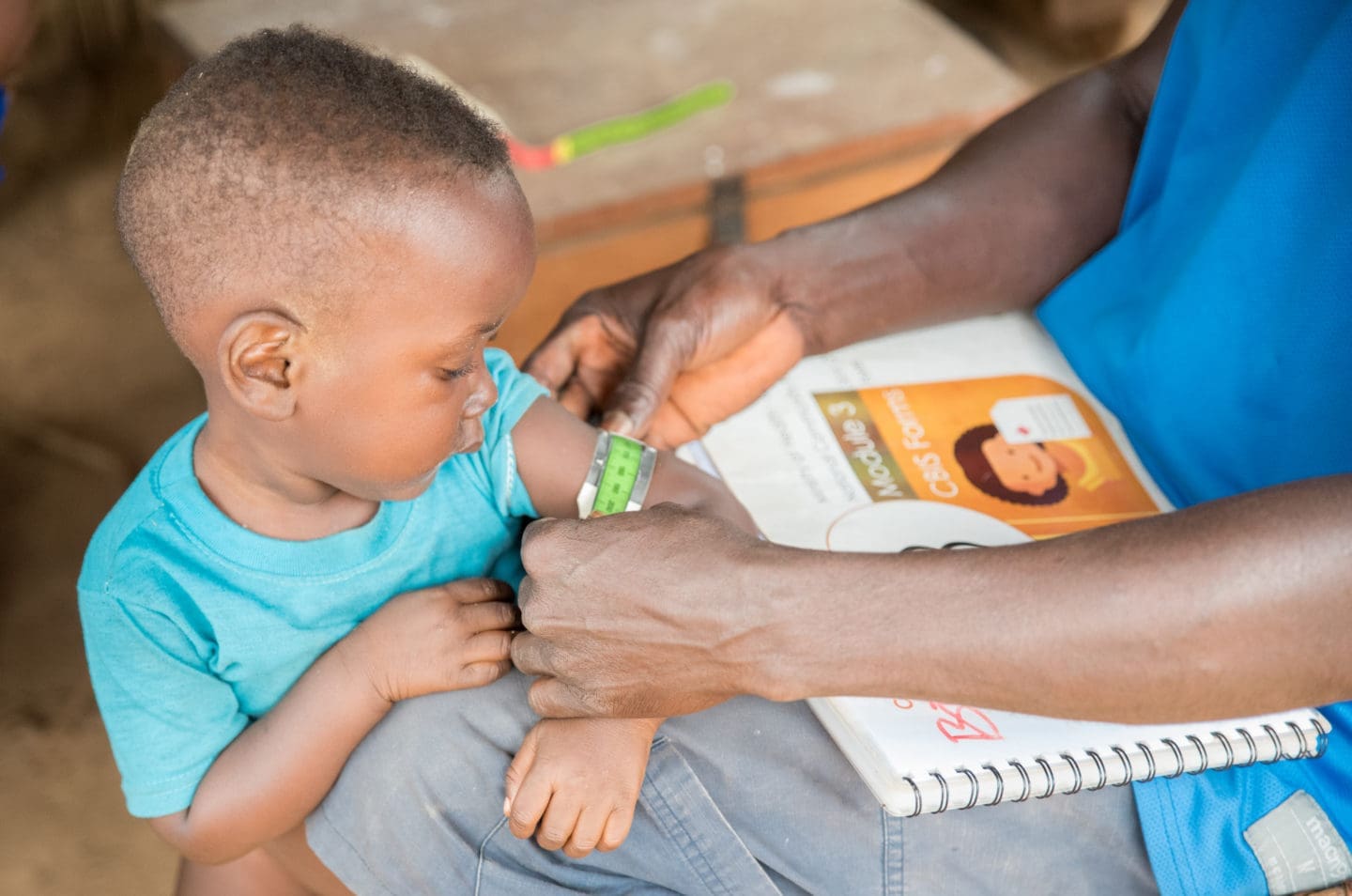 Child receiving medical treatment.