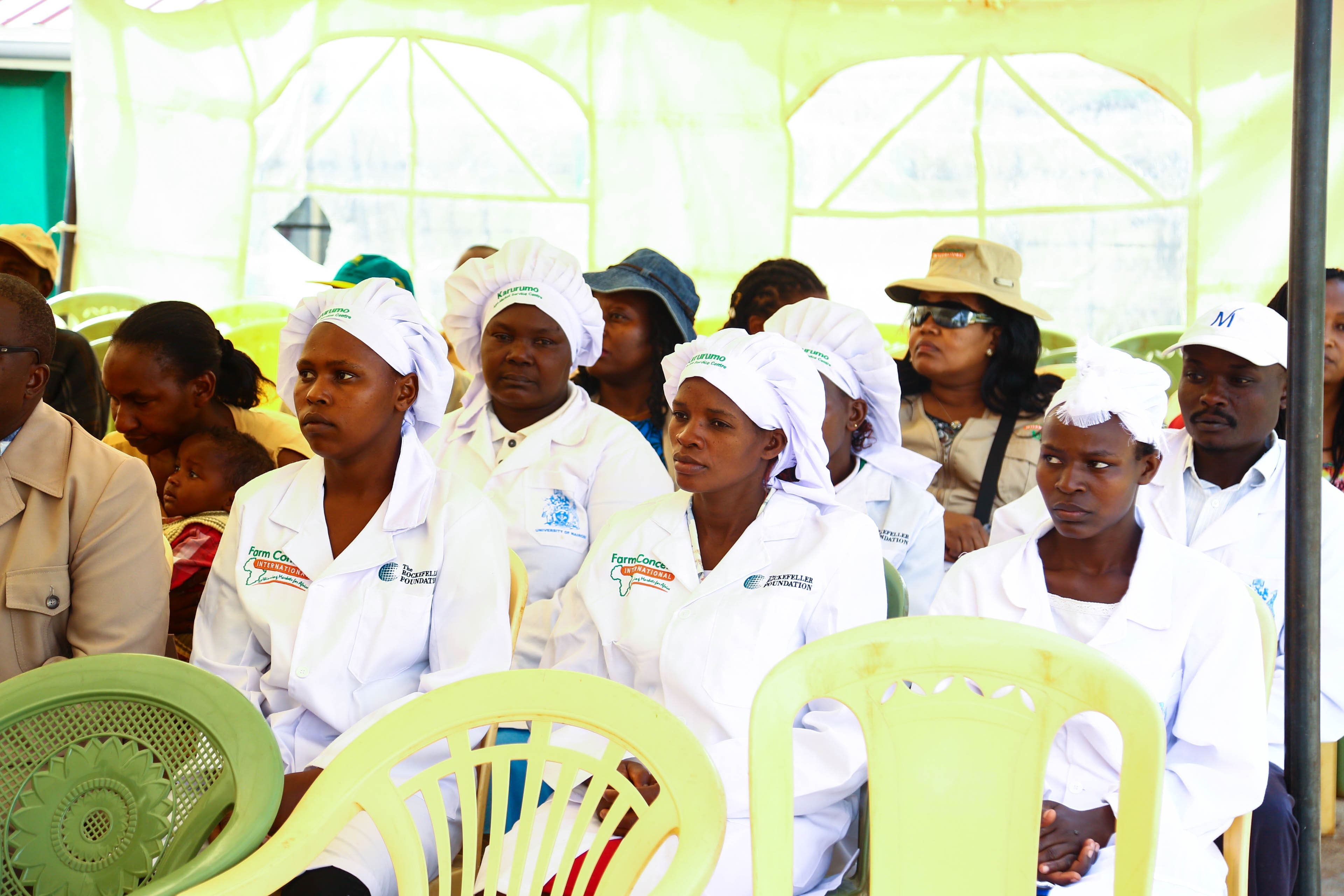 Participants of a Karurumo group meeting sitting in the crowd.