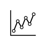 outline of a line graph going upwards in black.