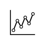 outline of a line graph going upwards in black.