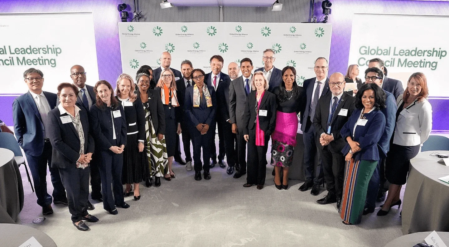 group photo of leaders and delegates at the Global Leadership Council Meeting hosted by the Global Energy Alliance for People and Planet during UNGA 2025.